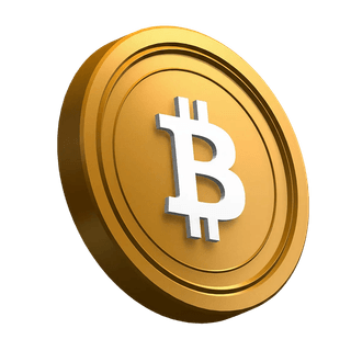 เหรียญ Bitcoin (BTC) วางเอียงในส่วนออกแบบหลักของหน้า (Hero Section)